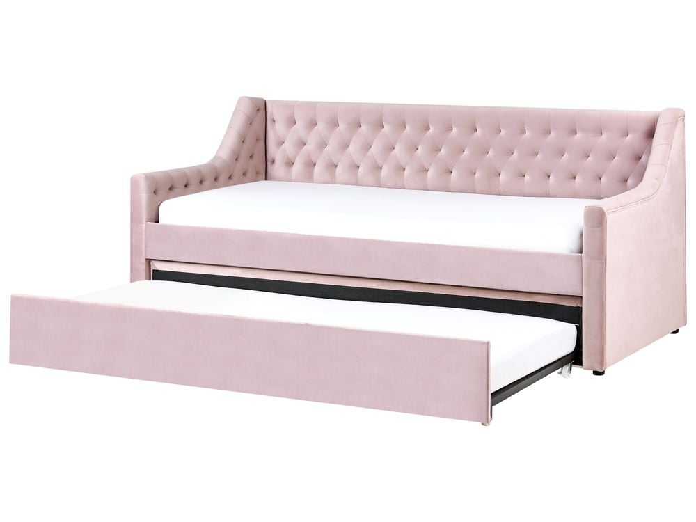 Onderschuifbed Fluweel MONTARGIS 90 x 200 cm Roze