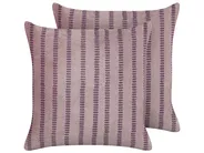 Set of 2 Decorative Cushions AGAPANTHUS 45 x 45 cm Velvet Pink Striped_838372