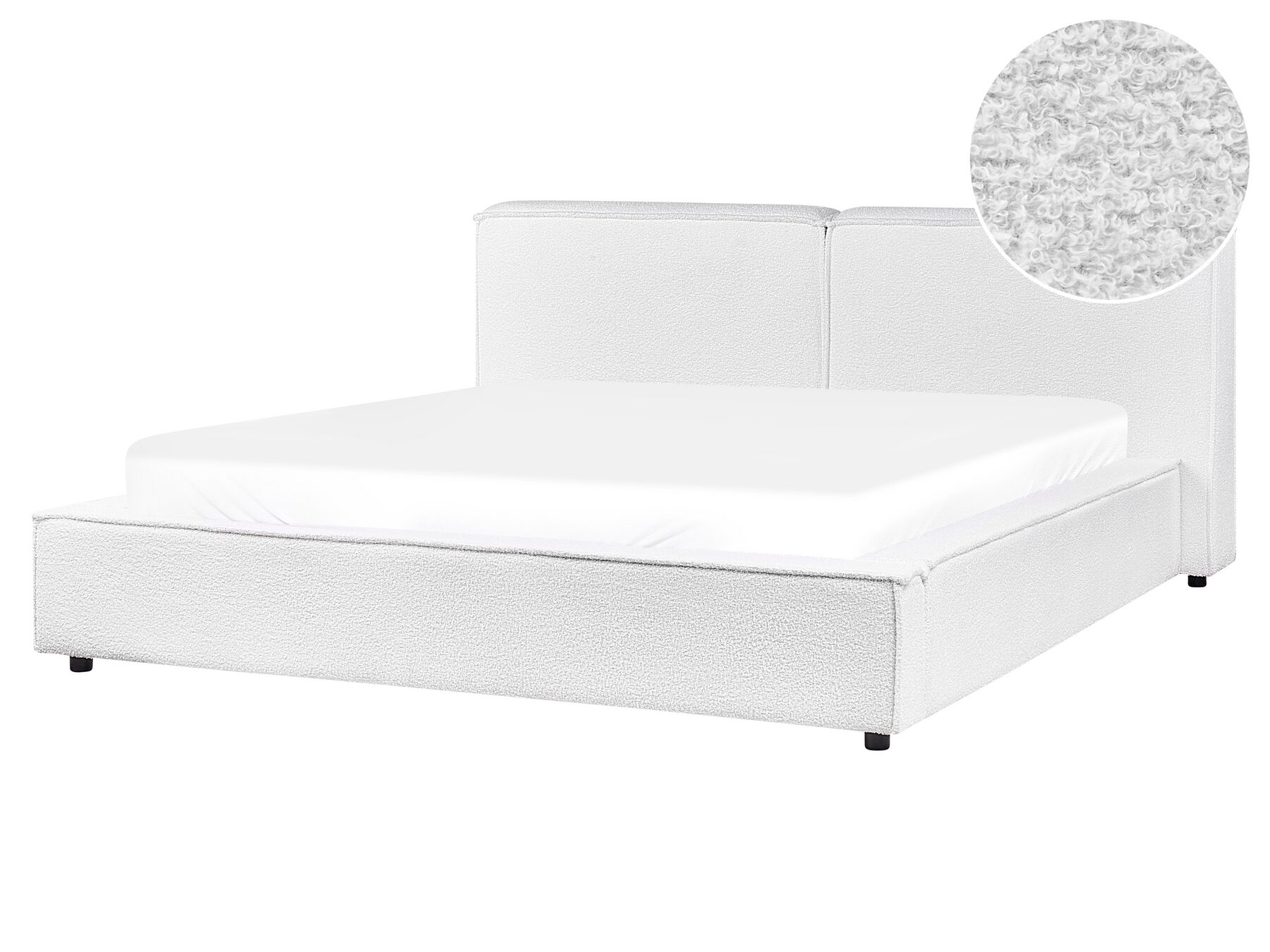 Lit double 160 x 200 cm en bouclé blanc LINARDS_930530