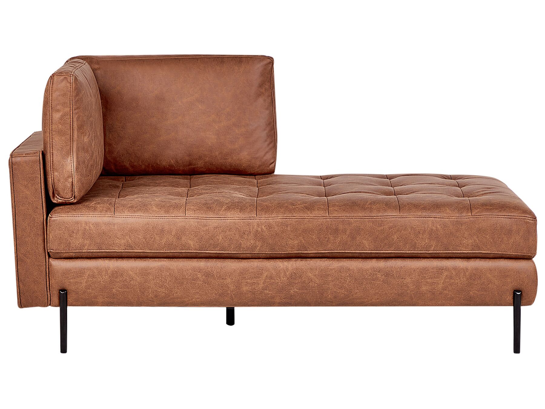 Left Hand Faux Leather Chaise Lounge Golden Brown REBAIS_935783