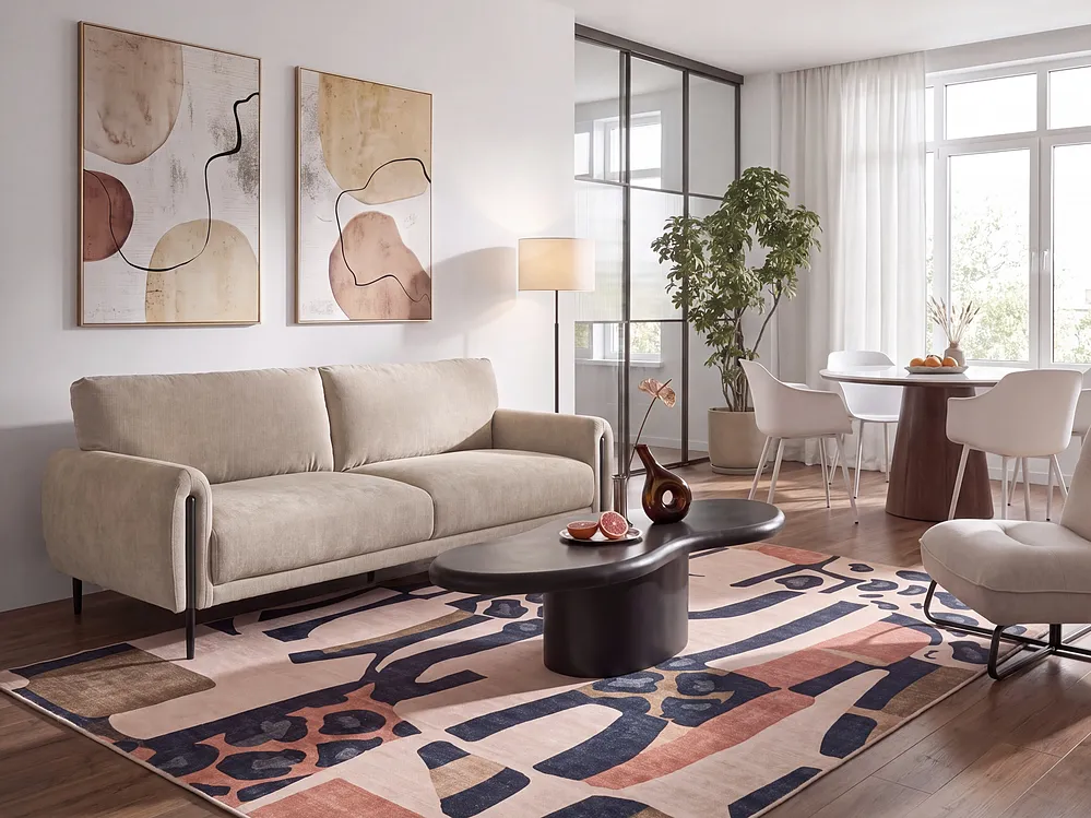 Sofa 3-Sitzer SKARO Chenillegewebe Beige_1156622