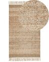 Teppich Jute beige geometrisches Muster 80 x 150 cm Kurzflor ABANA_853567
