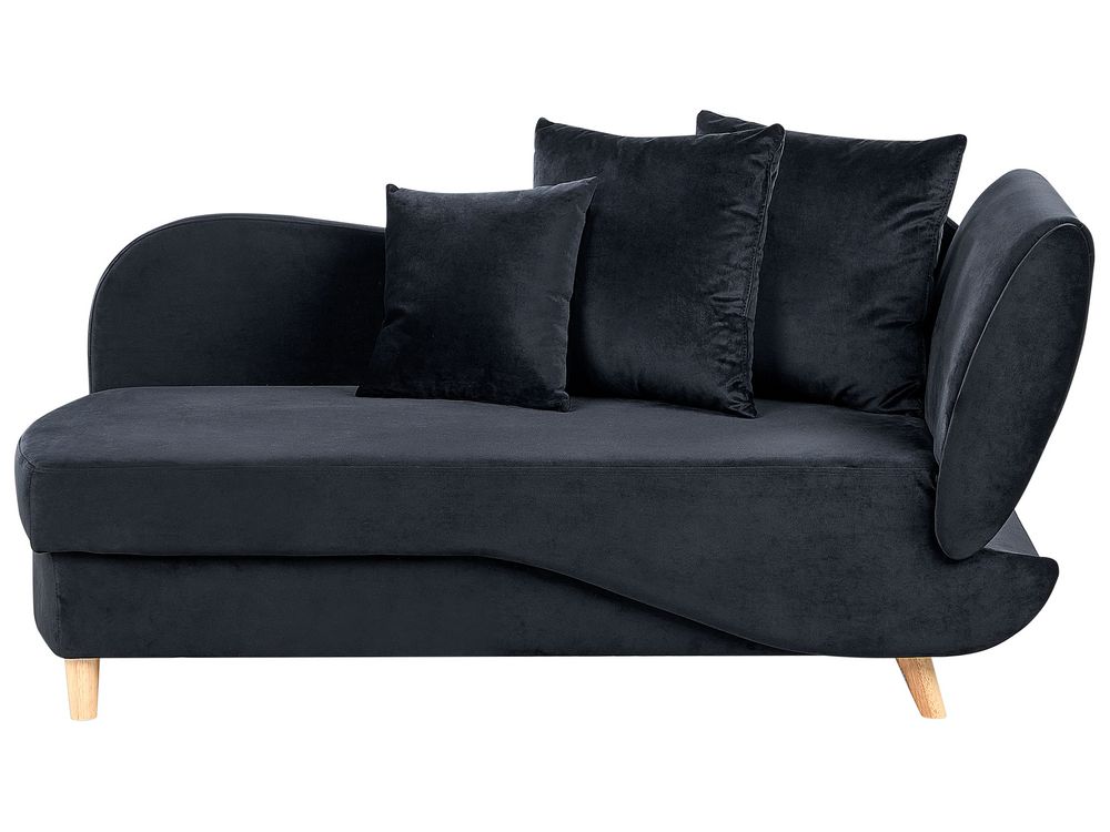 Right Hand Velvet Chaise Lounge with Storage Black MERI II Beliani.cz