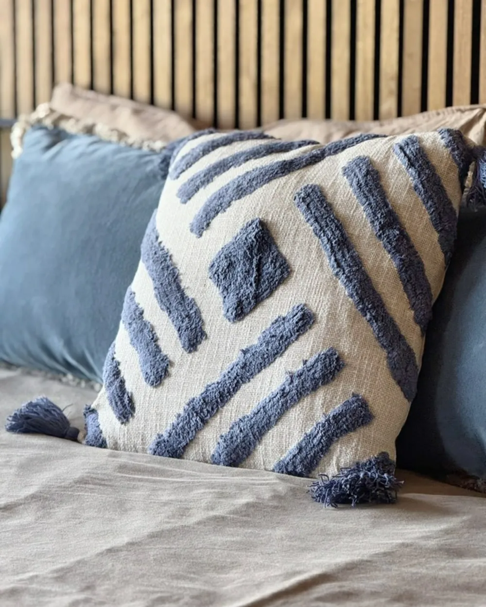 Throw Cushion JACARANDA 45 x 45 cm Cotton Blue Geometric Pattern_983554