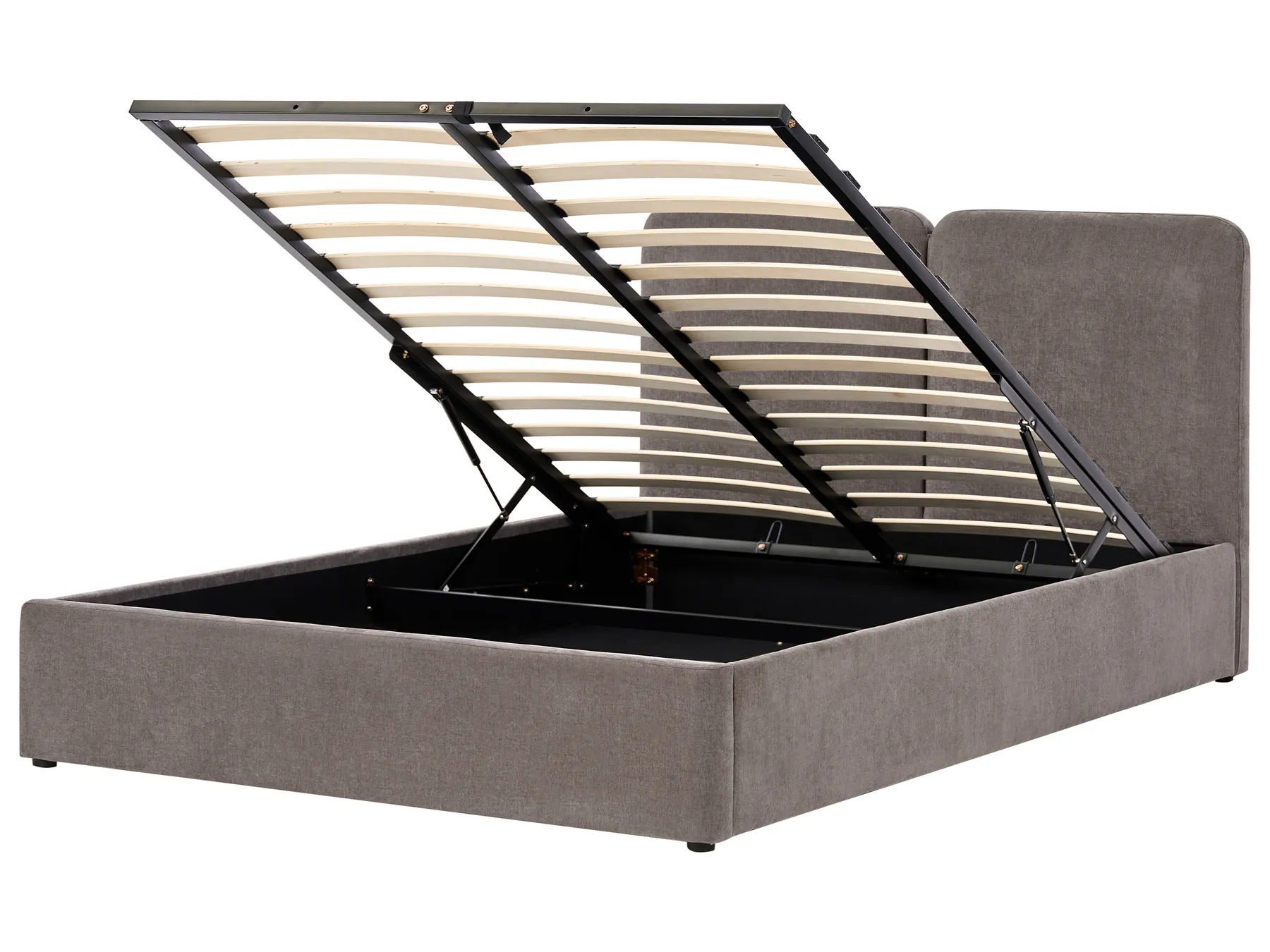 Bett mit Stauraum ARBOIS Chenillegewebe Taupe 160 x 200 cm_1023119