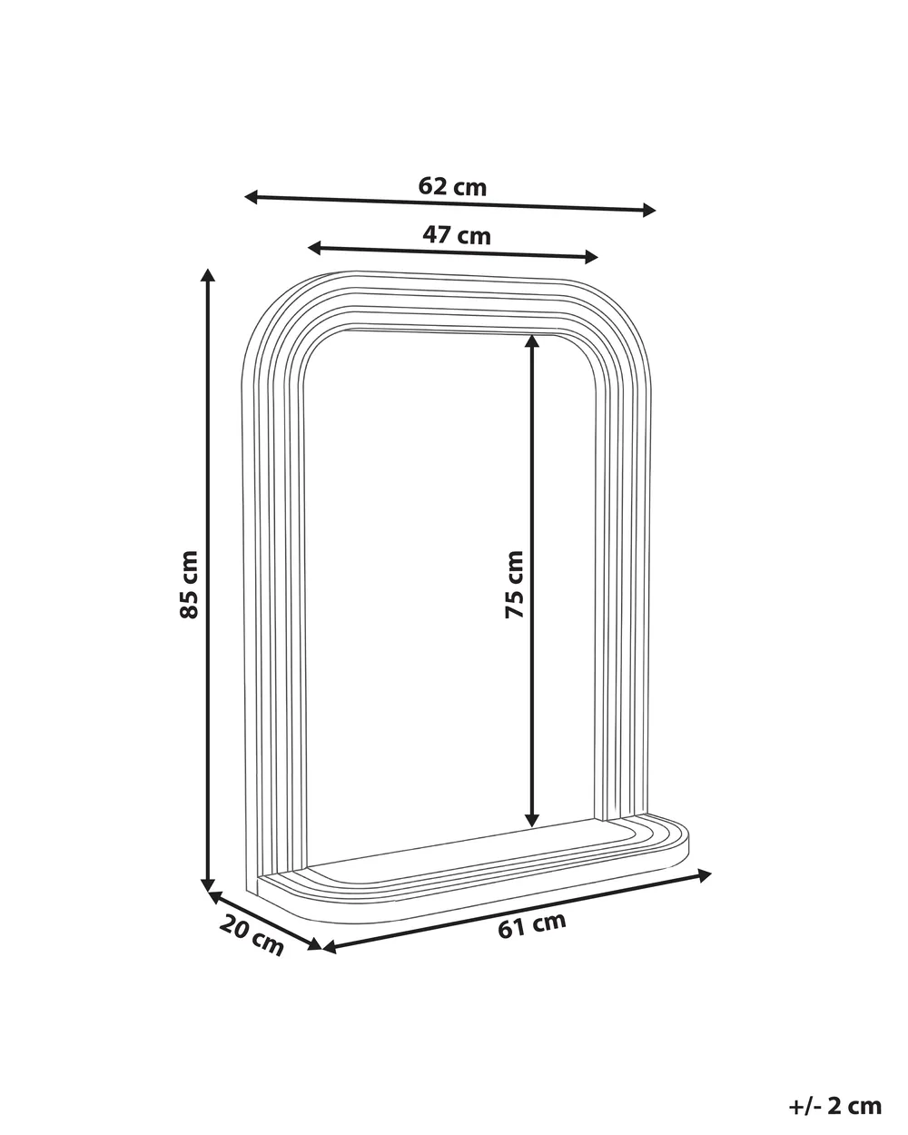 Specchio da parete con ripiano RISCLE 62 cm 85 cm Legno di Paulownia Marrone_1099893