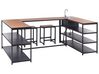 Conjunto de cocina exterior con mesa de bar y fregadero negro y madera clara AVETRANA_933472