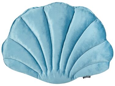 Poduszka dekoracyjna muszla welurowa 47 x 35 cm niebieska CONSOLIDA
