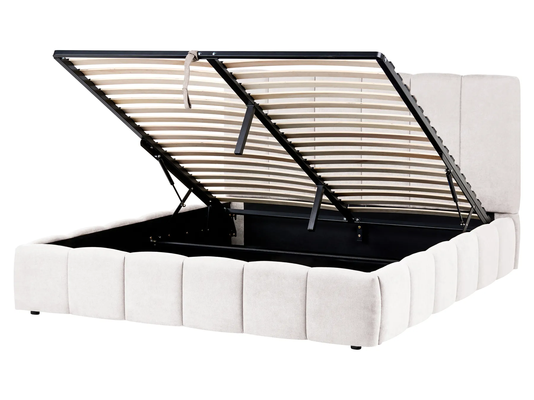 Ottoman Bed VAUVERT Fabric Off-White 160 x 200 cm (EU King Size)_1093314