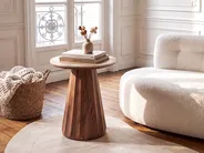 Side Table SABRINA Travertine Effect Brown_1146482