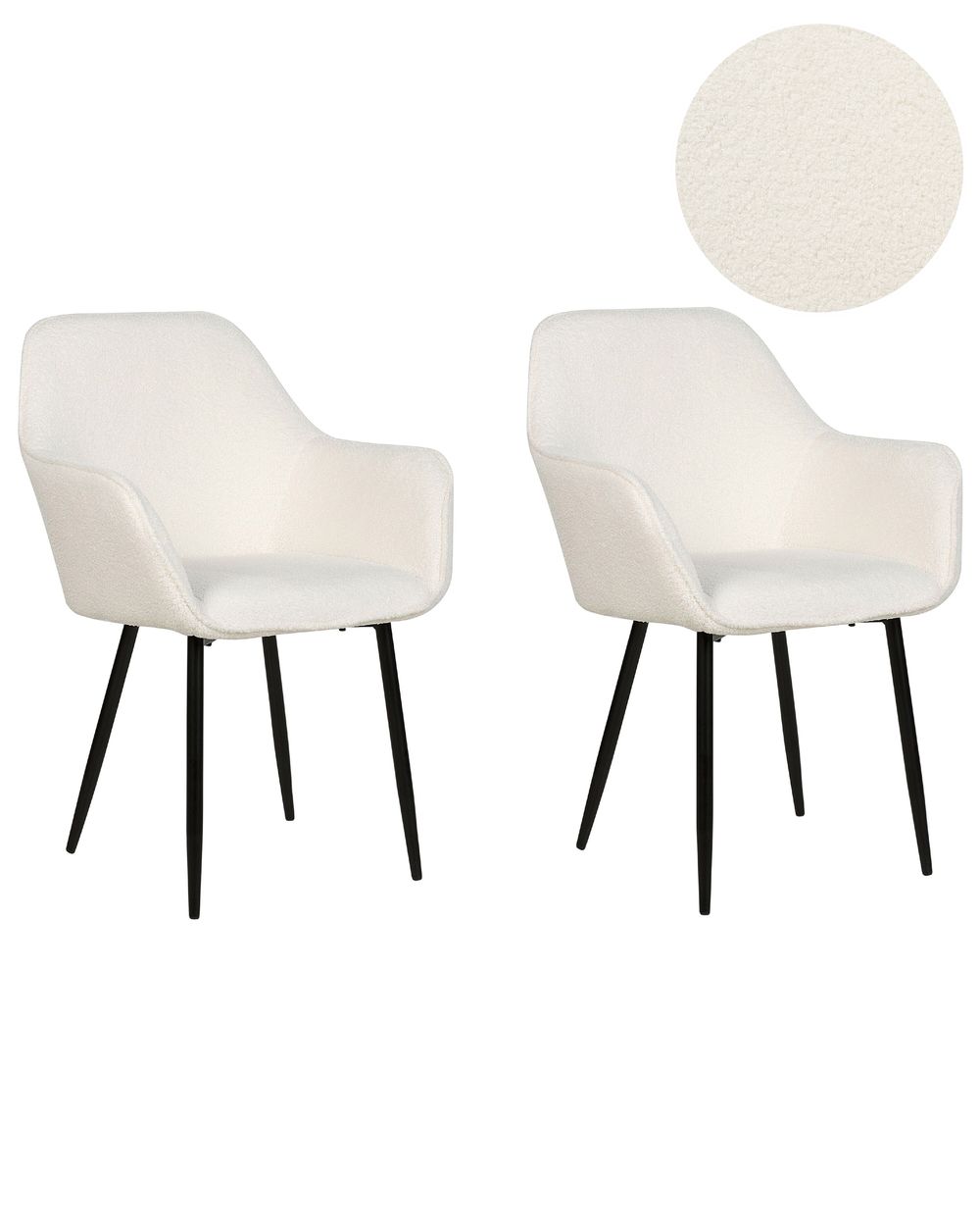 Lot de 2 chaises de salle à manger ALDEN II Bouclé Blanc