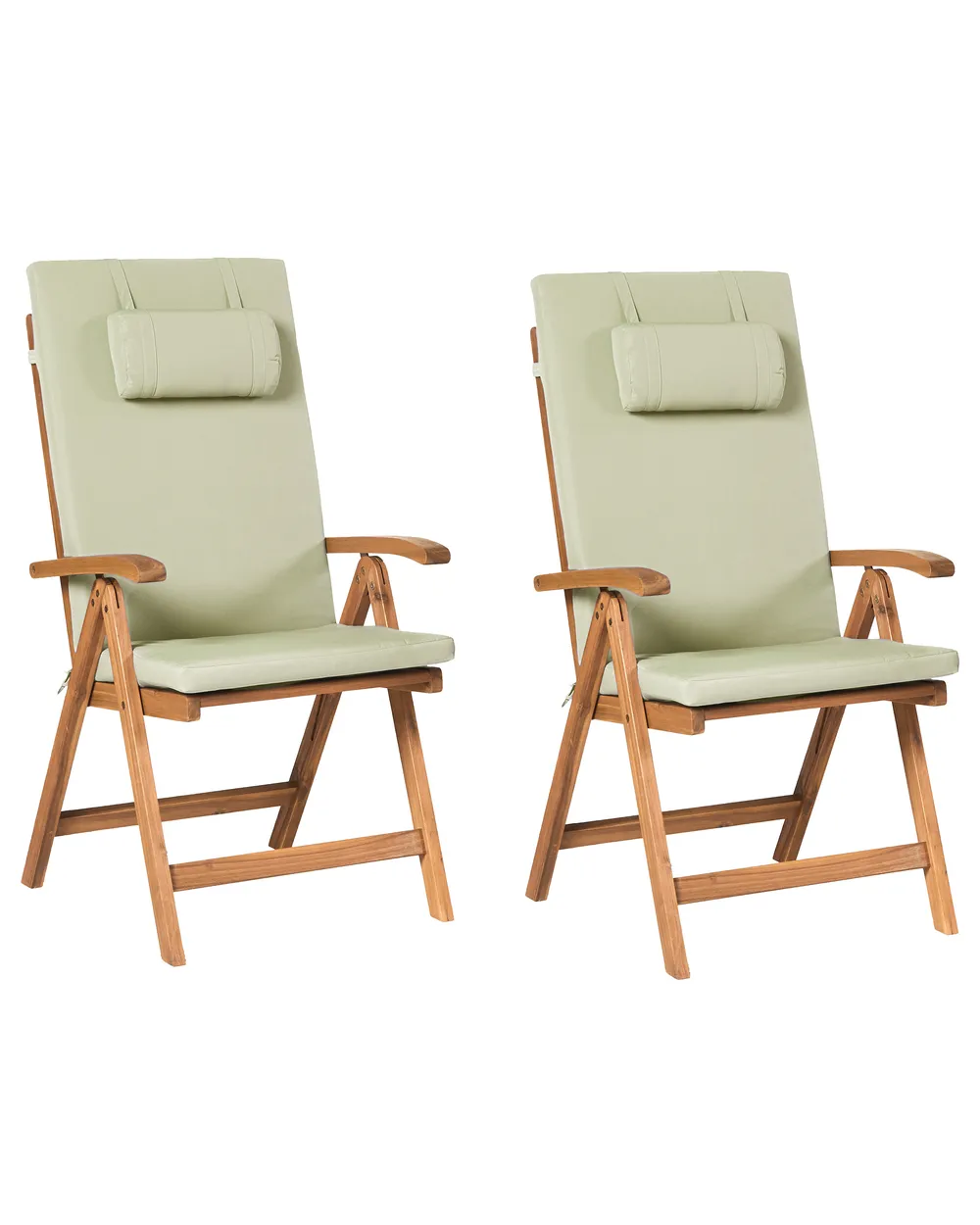 Mendler Set 2 Poltrone Da Giardino HWC-H56b – Legno Acacia E Corda Intrecciata, Con Cuscini Idrorepellenti Verde/Avorio