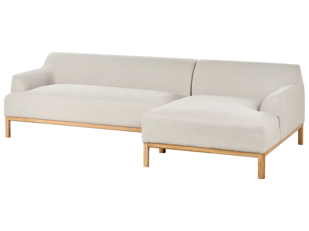 Corner Sofa 3 Seater SOSJO Fabric Light Beige Left Hand_941155