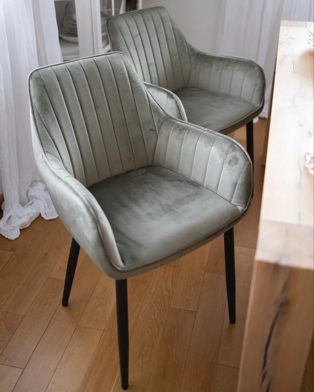 Set of 2 Dining Chairs WELLSTON Velvet Olive Green_1047332