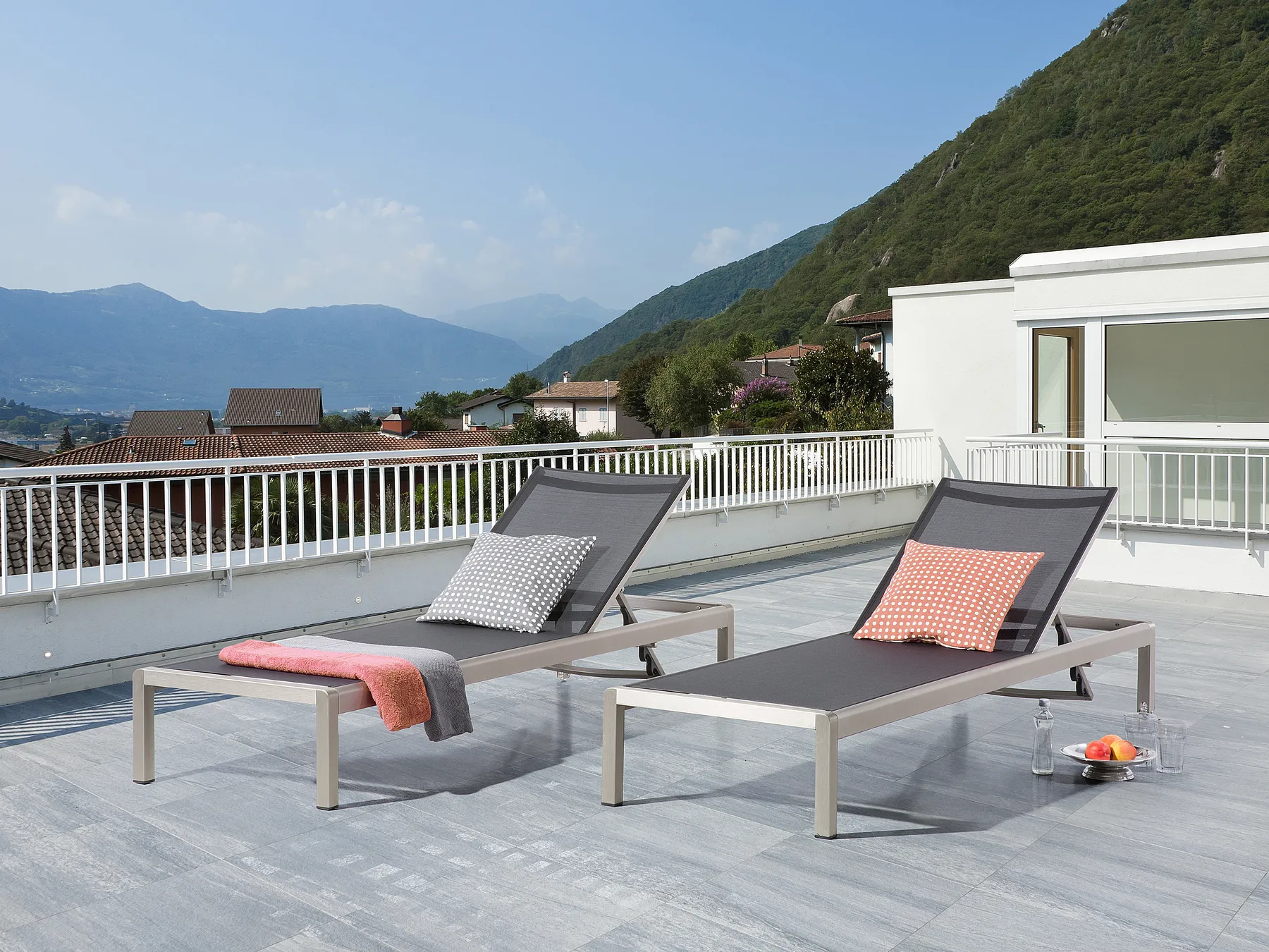 Sun Lounger FOSSATO Reclining Metal Black_708274