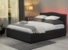 Klasická šedá manželská postel s uložným prostorem a barevným LED osvětlením MONTPELLIER 160 x 200 cm_709505