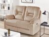 Canapé de salon électrique inclinable en velours beige 2 places avec LED et port USB BERGEN_837290