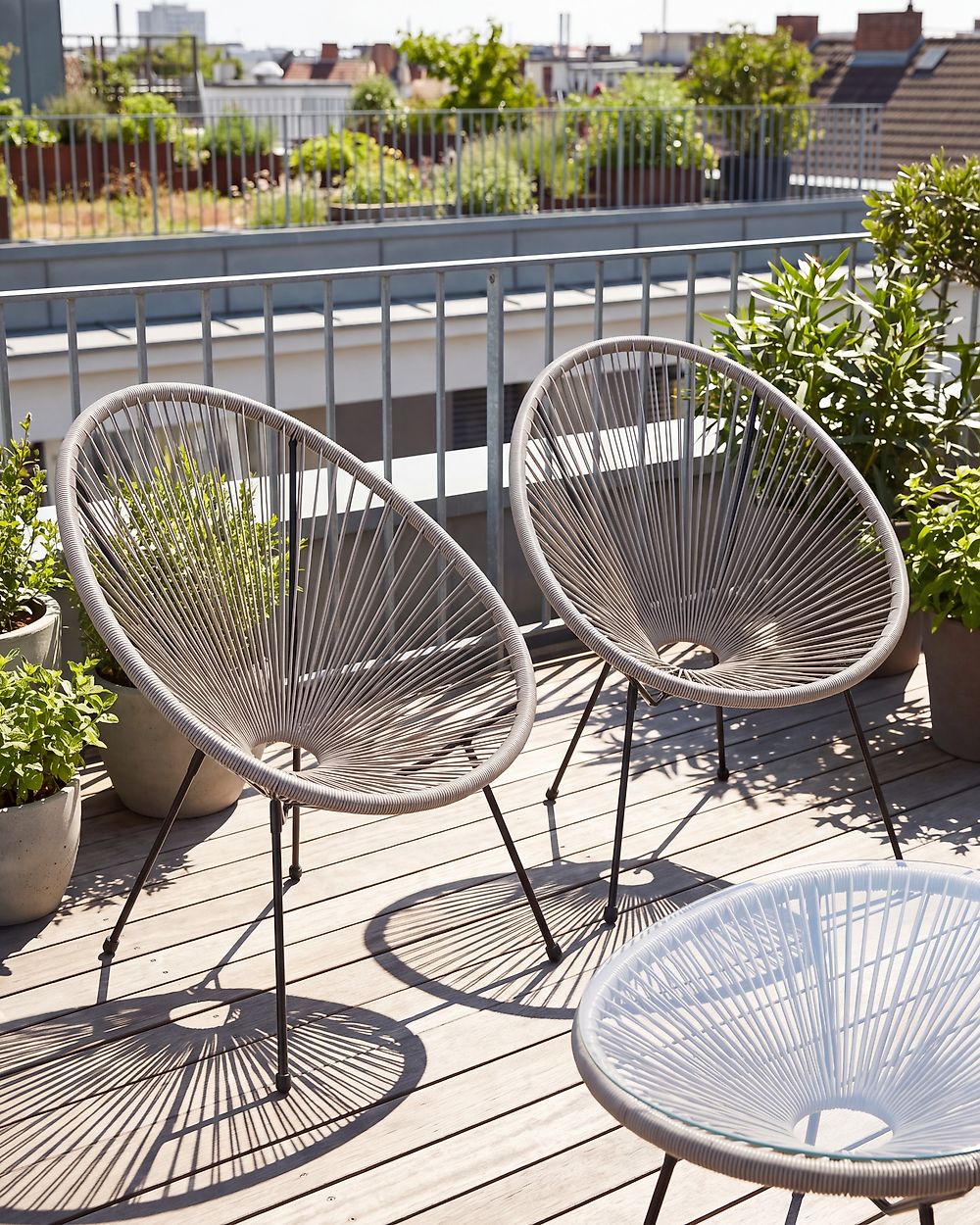 Set of 2 Garden Chairs ACAPULCO II PE Rattan Light Grey