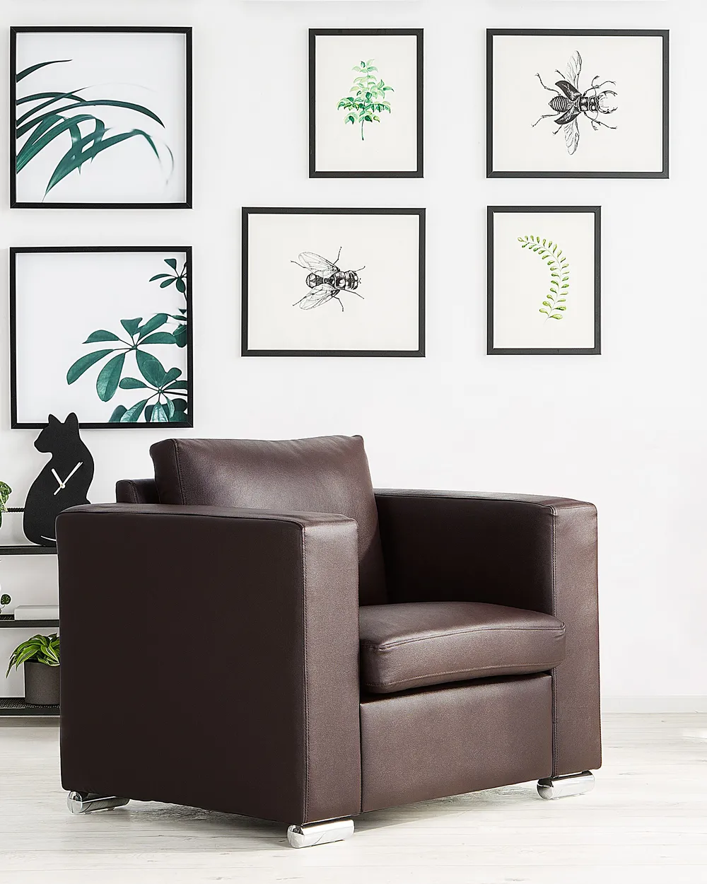 Fotoliu HELSINKI Piele naturală Maro închis