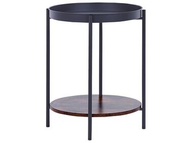 Tavolino metallo nero e legno scuro ⌀ 41 cm BORDEN