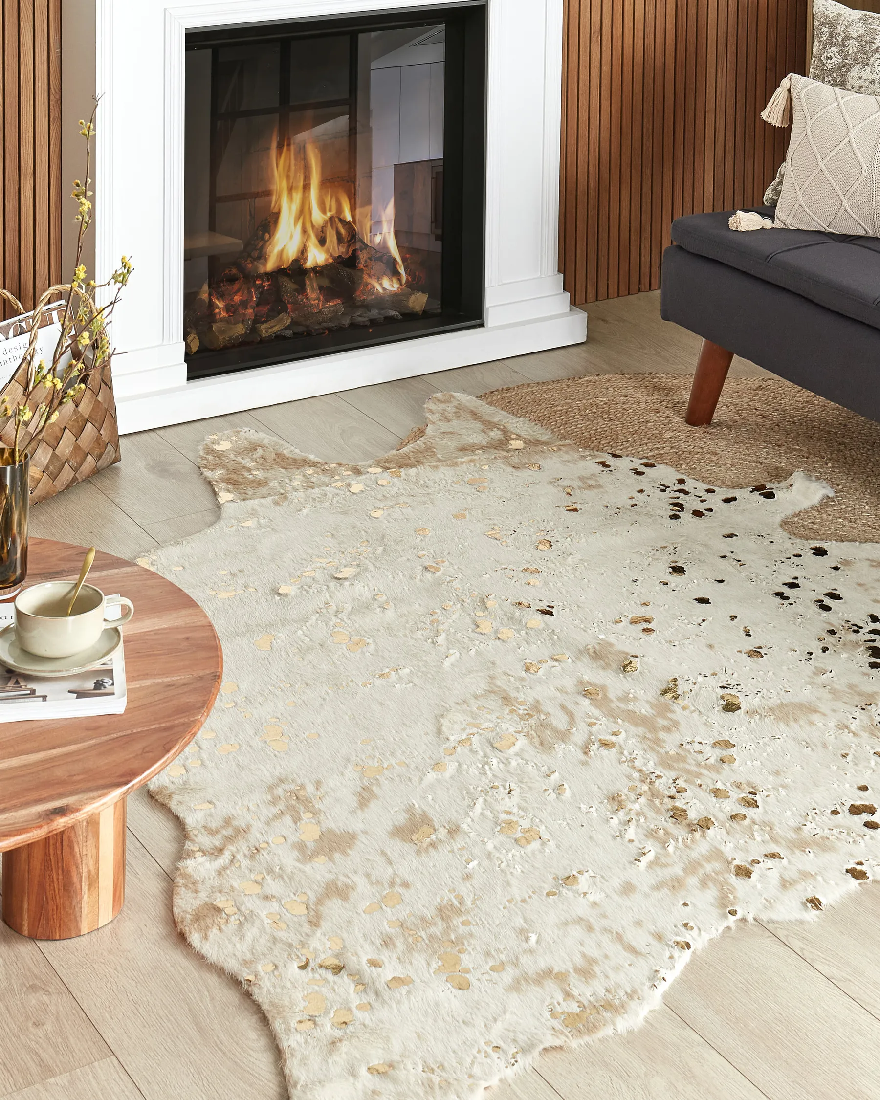 Tæppe af imiteret koskind BOGONG Lys Beige 150 x 200 cm_820355