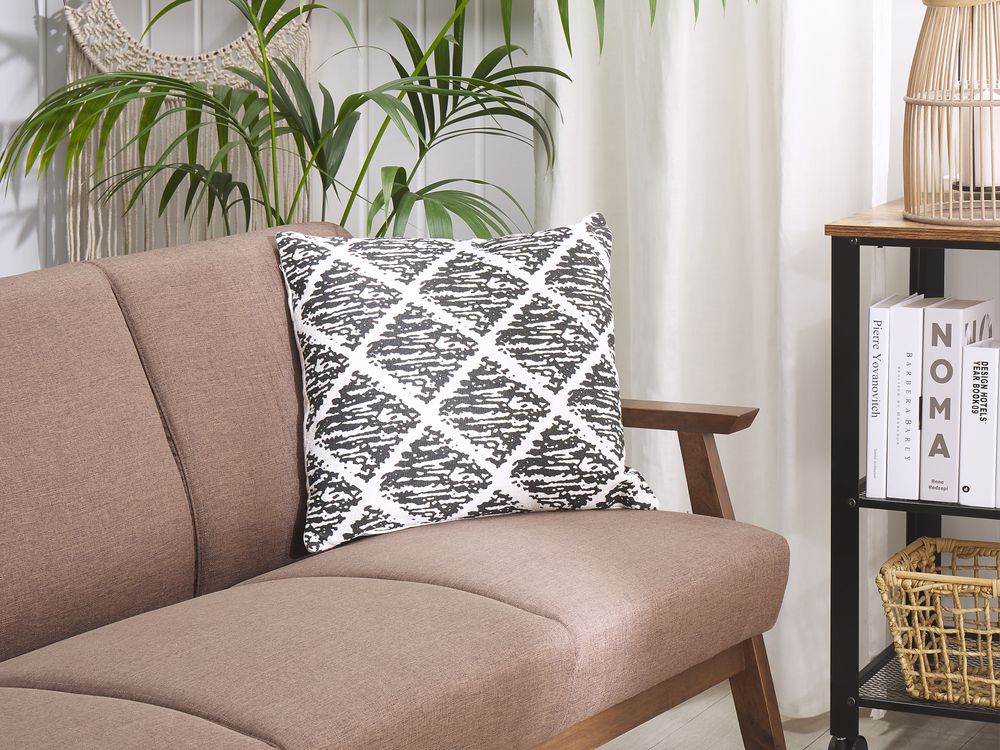 Set de 2 perne decorative HAZRO 45 x 45 cm Bumbac Negru Imprimeu geometric