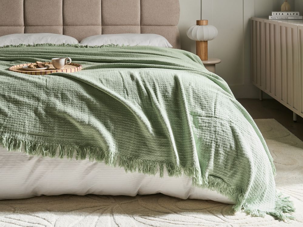 Bedspread YERBENT Cotton 200 x 220 cm Green