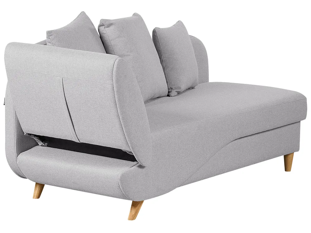 Left-Hand Chaise Longue MERI with Storage Faux Linen Light Grey_881200