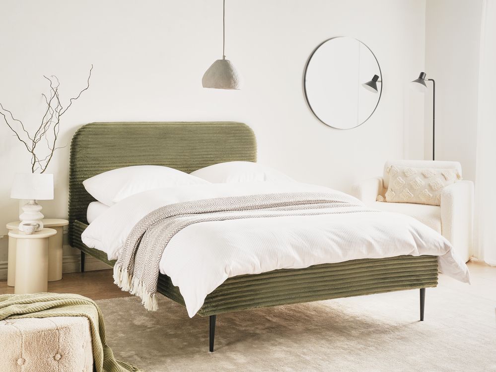 Bett mit Lattenrost Cord FLAYAT 140 x 200 cm Grün