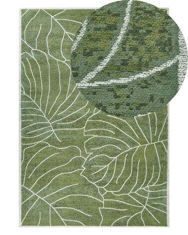 Cotton Area Rug Monstera Leaf Pattern 200 x 300 cm Green SARMIN ...