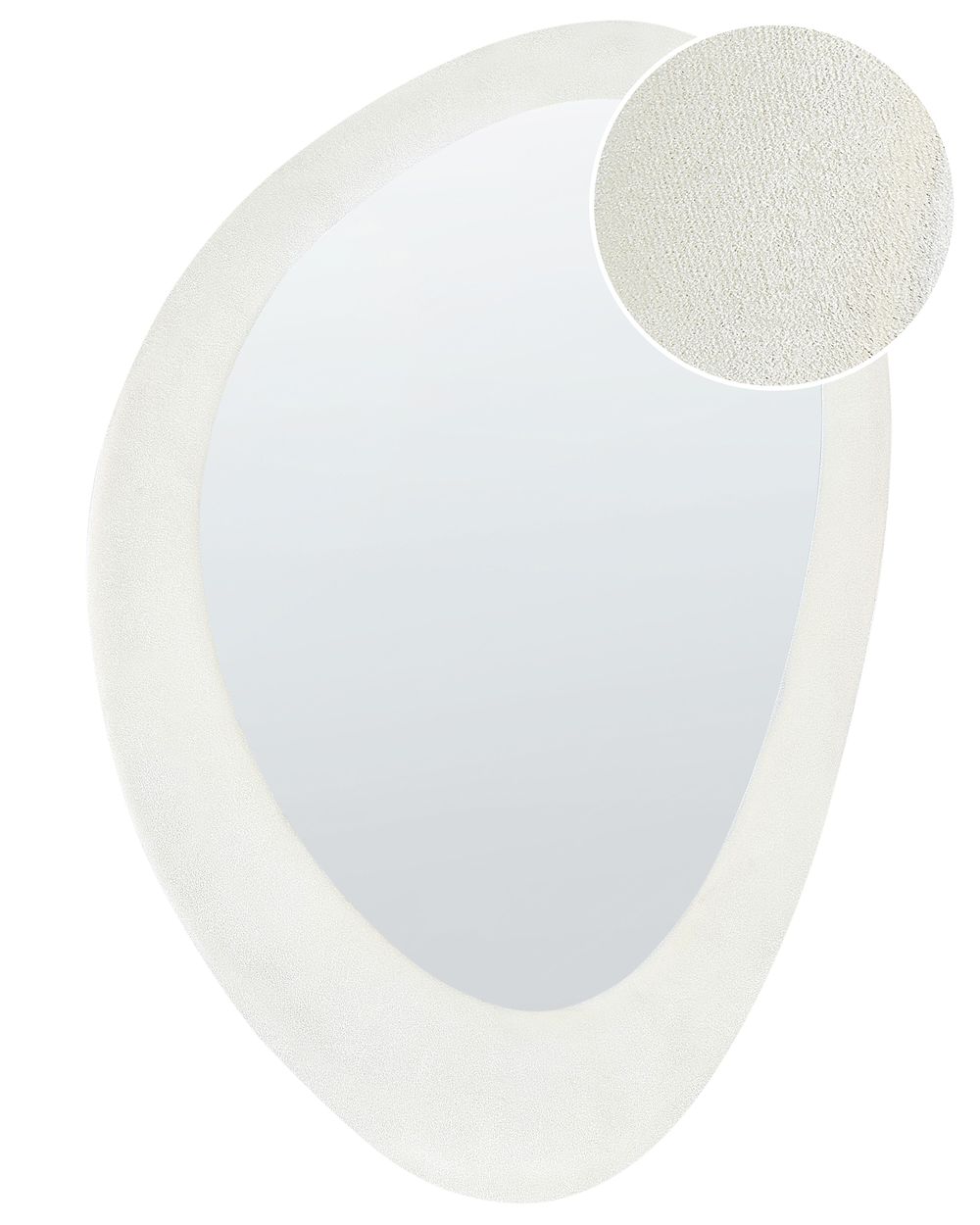Wall Mirror AUDES 60 cm 90 cm Velvet Off-White