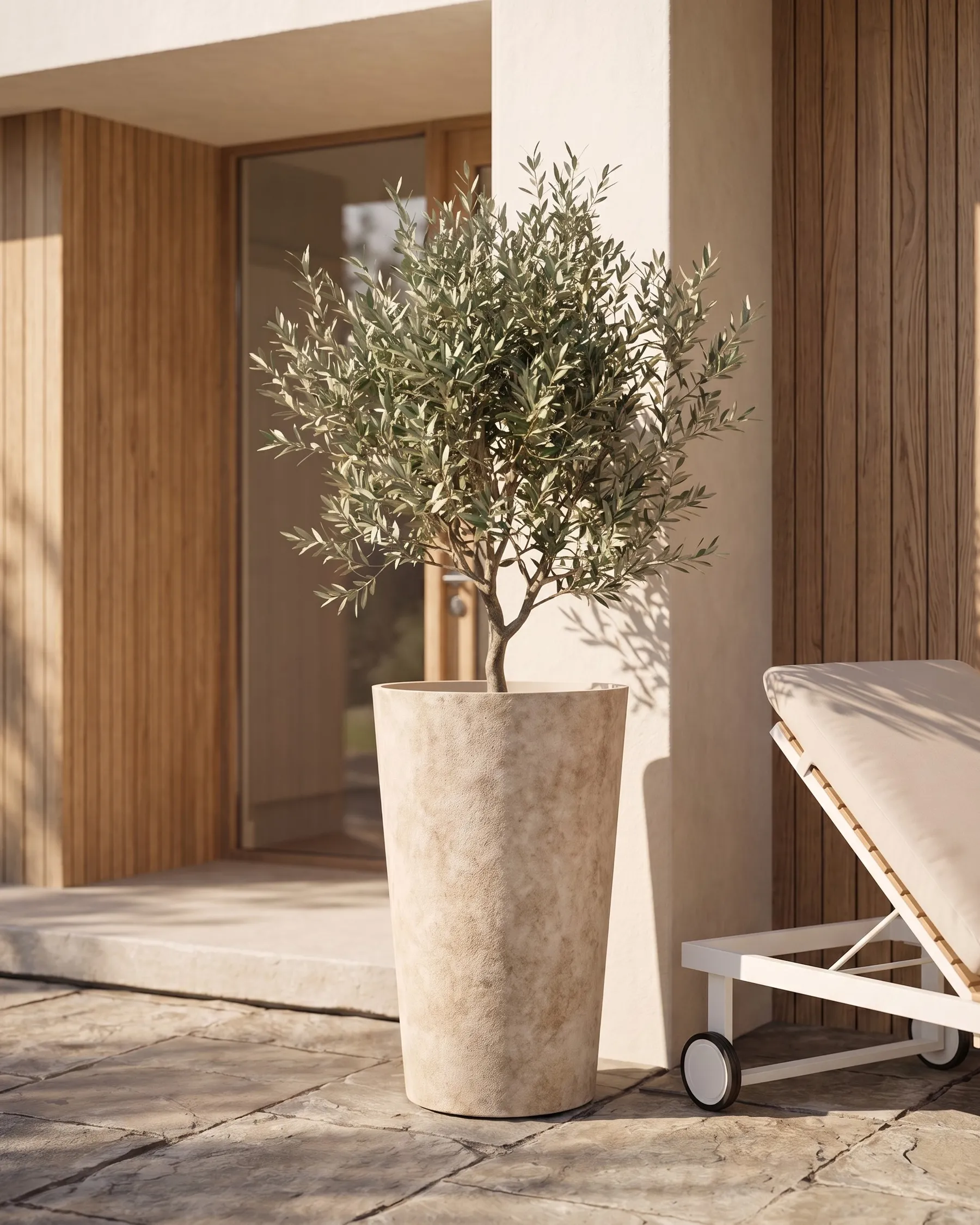 Plant Pot PELION 37 cm Light Beige_1087376