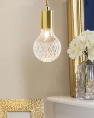 Lot de 2 lampes suspendues ANZA Verre Doré_1149290