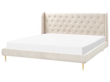 Sametová postel 180 x 200 cm béžová FORBACH