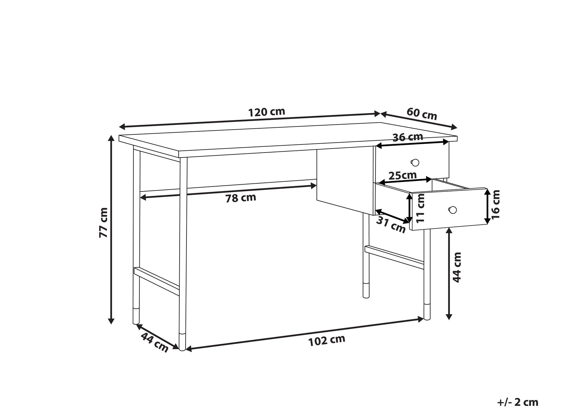 Home Office Desk ABILEN 120 cm 60 cm with Drawers Light Brown_810375