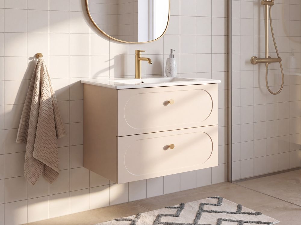 Mobile lavabo a parete con lavabo TARUMIR 60 cm Beige