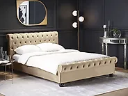 Letto Velluto AVALLON 180 x 200 cm Beige_1182771