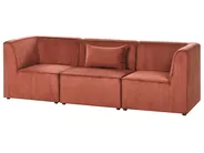 Modular Corner Sofa 4 Seater LEMVIG with Ottoman Corduroy Golden Brown Right Hand_1055044