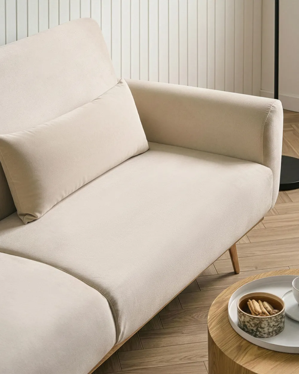 Sofa Bed 3 Seater EINA Velvet Light Beige_1057719
