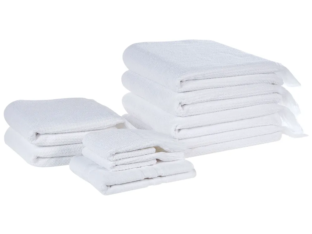 Set di 9 asciugamani ATIU Tessuto a spugna Bianco_1067877