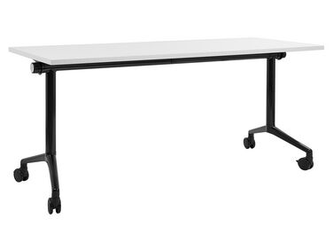 Folding Office Desk with Casters 160 x 60 cm White and Black CAVI