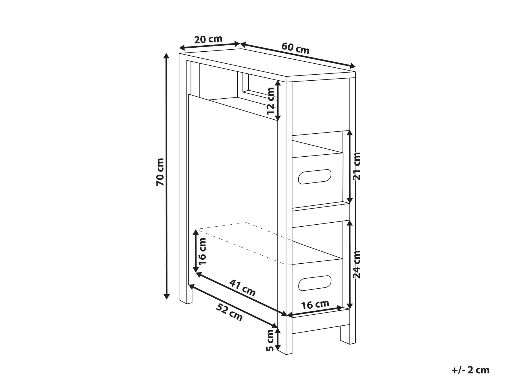 Bathroom Cabinet 20 x 70 cm White CACHI _959341
