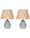 Set of 2 Table Lamps ARWADITO Ceramic Grey