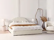 Cama con almacenaje CHADENET Bouclé Blanco crema 180 x 200 cm_1183968
