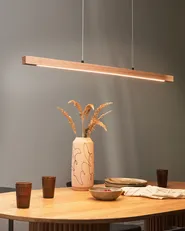 LED Pendant Lamp STEWARTS with Dimmer Oak Wood Light Brown_943207
