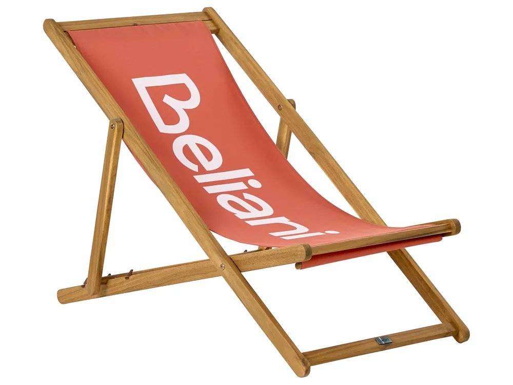 Folding Deck Chair ANZIO Acacia Wood Red
