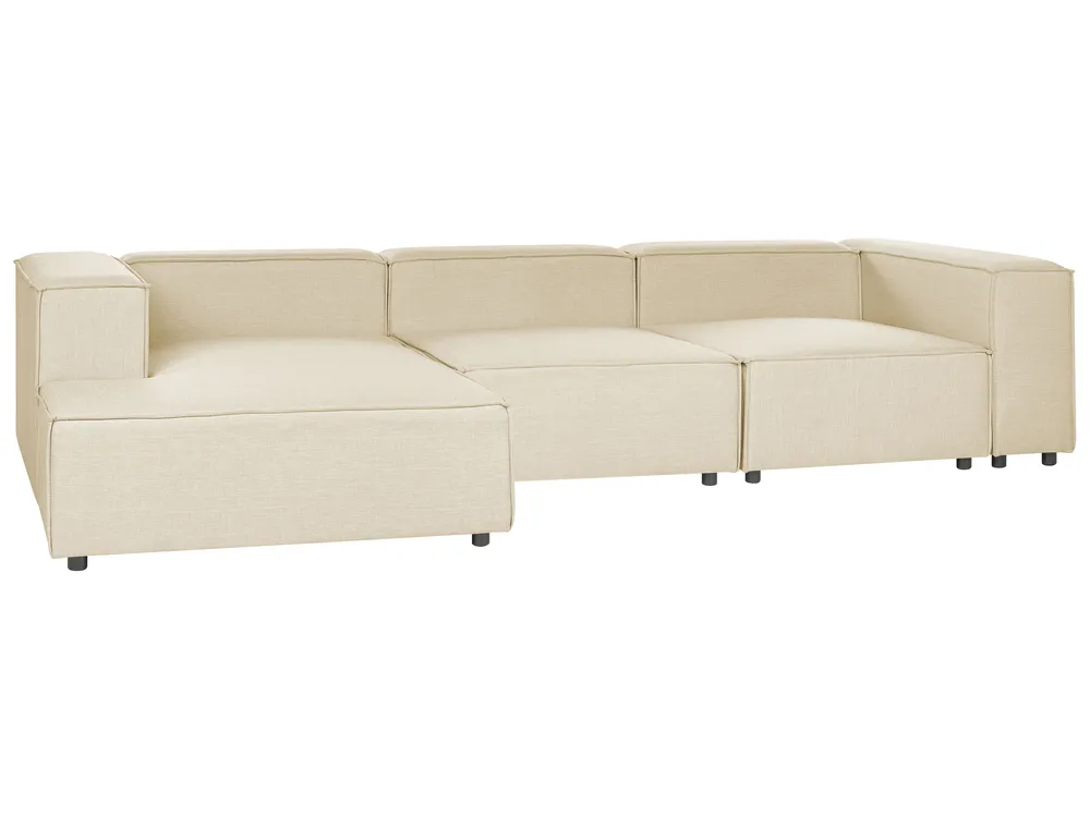 Modular Corner Sofa 3 Seater APRICA Faux Linen Beige Right Hand_856827