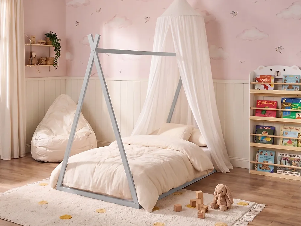 Lit d'enfant Tipi Bois de pin SAURAT 90 x 200 cm Gris_1178855
