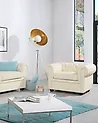 Armchair CHESTERFIELD Leather Light Beige