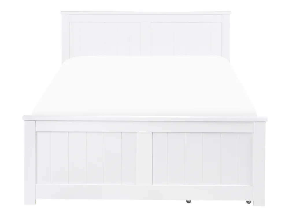 Bed with 2 Drawers SABRAN Pine Wood White 120 x 200 cm (EU Small Double)_1060882